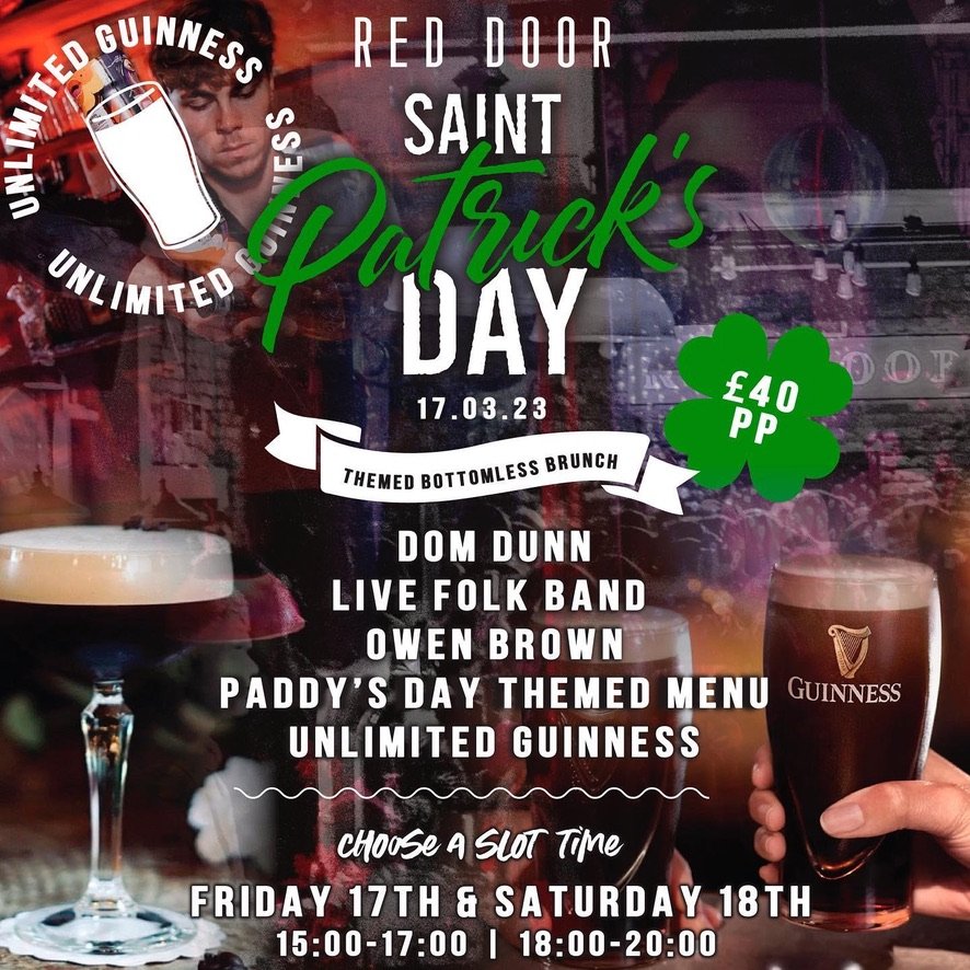 Enjoy a Paddy's Day themed brunch at Red Door Liverpool